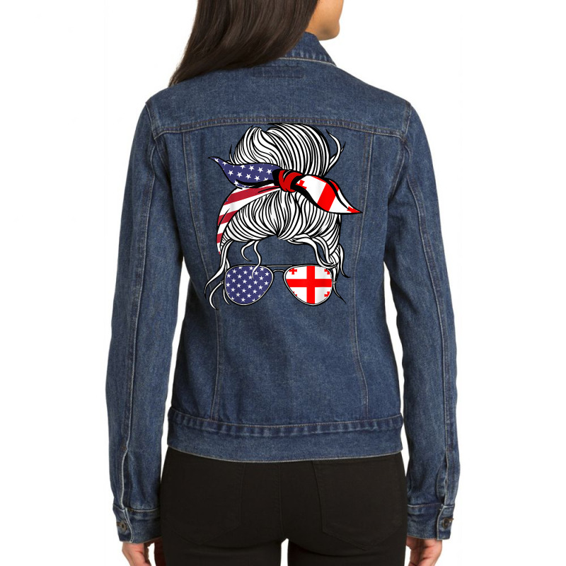 American Georgian Patriot Flag Women Girl Georgia Grown T Shirt Ladies Denim Jacket by peersodshamiw8 | Artistshot