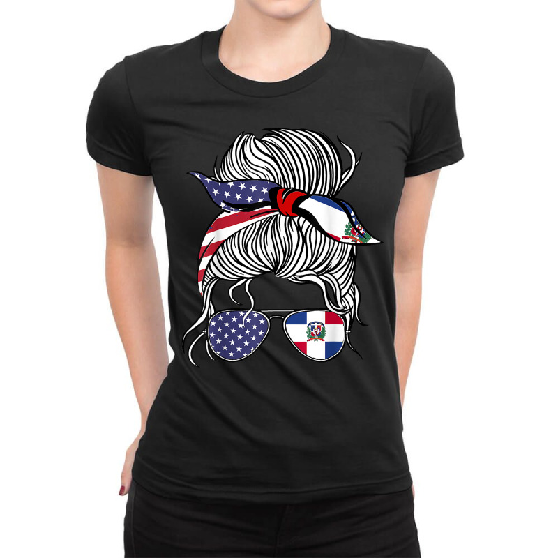 American Dominican Republic Patriot Flag Women Girl Grown T Shirt Ladies Fitted T-Shirt by hustonfkobar3 | Artistshot