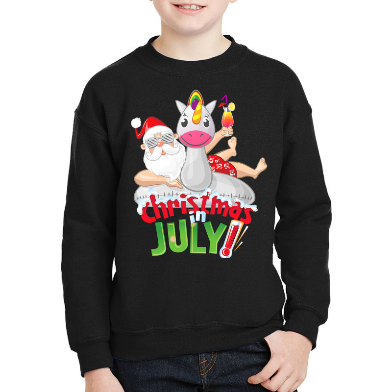 Funny Christmas In July Shirt Summer Unicorn Float Xmas T Shirt Youth Sweatshirt | Artistshot