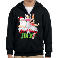 Funny Christmas In July Shirt Summer Unicorn Float Xmas T Shirt Youth Zipper Hoodie | Artistshot