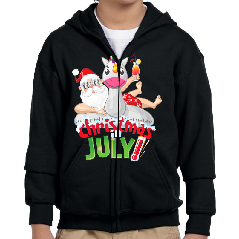 Funny Christmas In July Shirt Summer Unicorn Float Xmas T Shirt Youth Zipper Hoodie | Artistshot