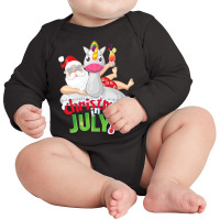 Funny Christmas In July Shirt Summer Unicorn Float Xmas T Shirt Long Sleeve Baby Bodysuit | Artistshot