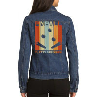 Pinball Funny Retro Vintage Arcade Game Machine Lover Gift T Shirt Ladies Denim Jacket | Artistshot