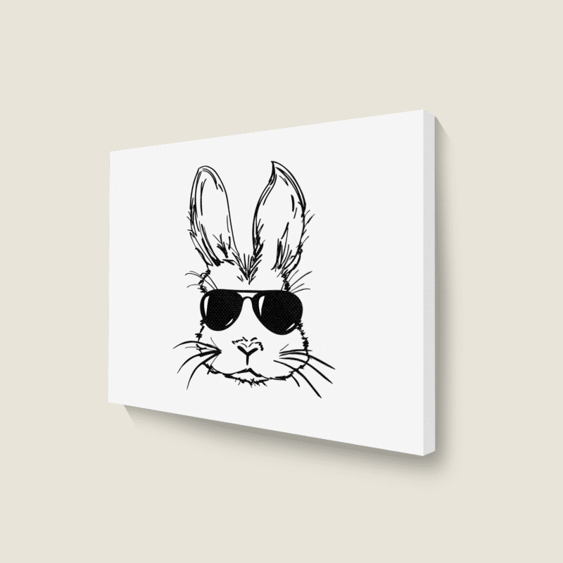 Bunny Face With Sunglasses Easter Day For Boys Men Kids Landscape Canvas Print by bakien89 | Artistshot