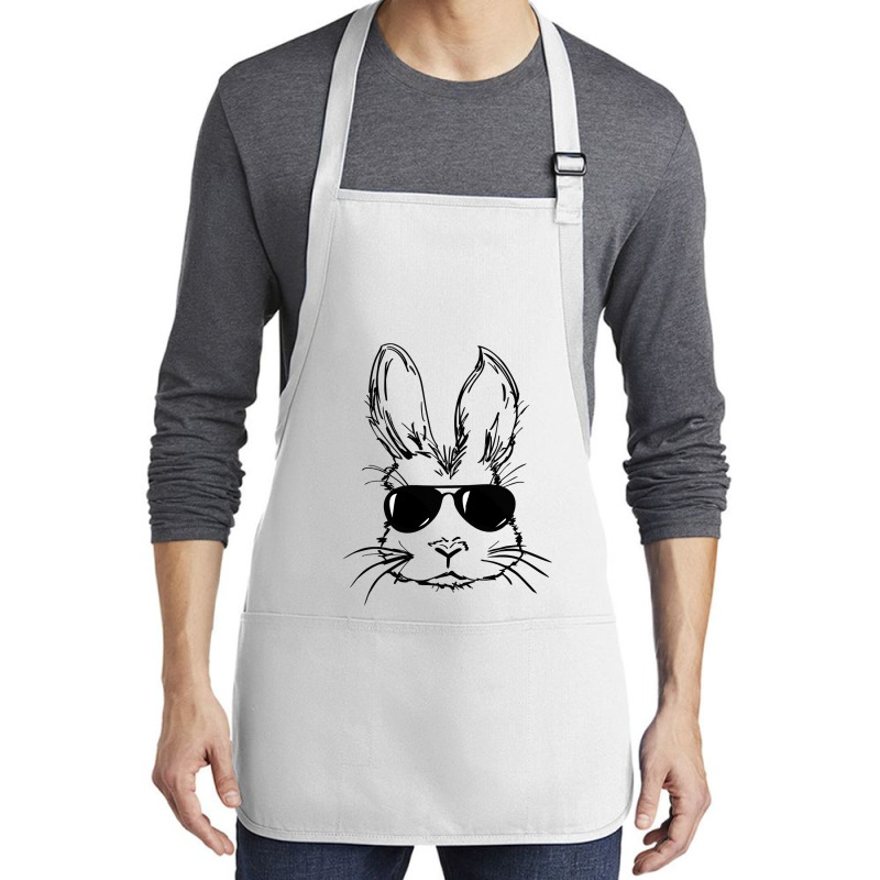 Bunny Face With Sunglasses Easter Day For Boys Men Kids Medium-Length Apron by bakien89 | Artistshot