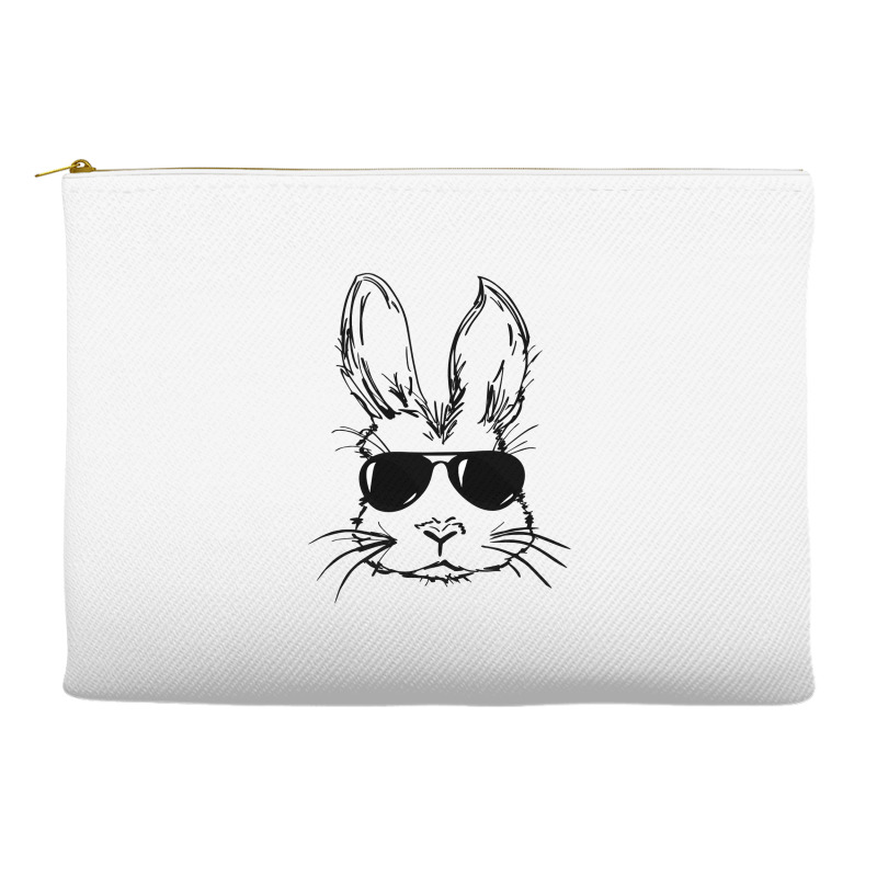 Bunny Face With Sunglasses Easter Day For Boys Men Kids Accessory Pouches by bakien89 | Artistshot