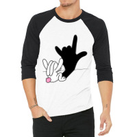 Bunny Reflection I Love You Hand Sign Language Asl Easter T Shirt 3/4 Sleeve Shirt | Artistshot