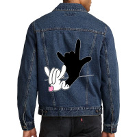 Bunny Reflection I Love You Hand Sign Language Asl Easter T Shirt Men Denim Jacket | Artistshot