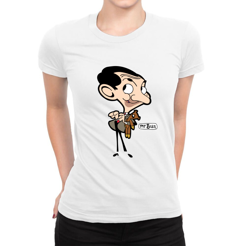 Custom Mr Bean Cartoon Ladies Fitted T-shirt By Thecindeta - Artistshot