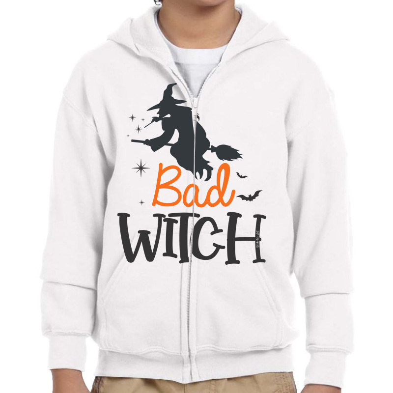 Halloween - Bad Witch Youth Zipper Hoodie by Slukable Art | Artistshot