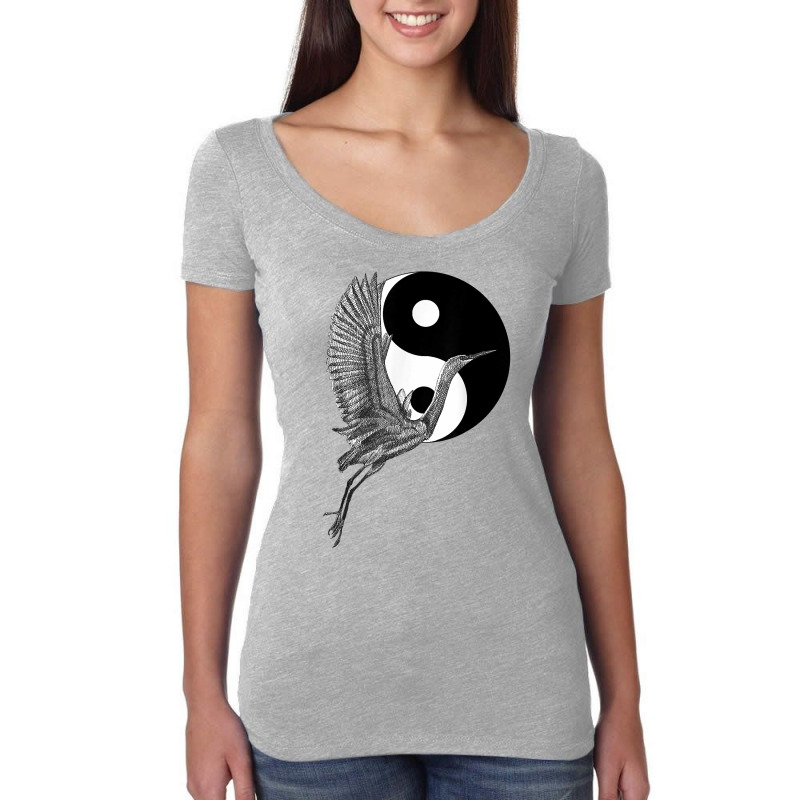 Tai Chi White Crane Yin Yang Qi Gong Illustration T Shirt Women's Triblend Scoop T-shirt by CrespinoEllawyn | Artistshot