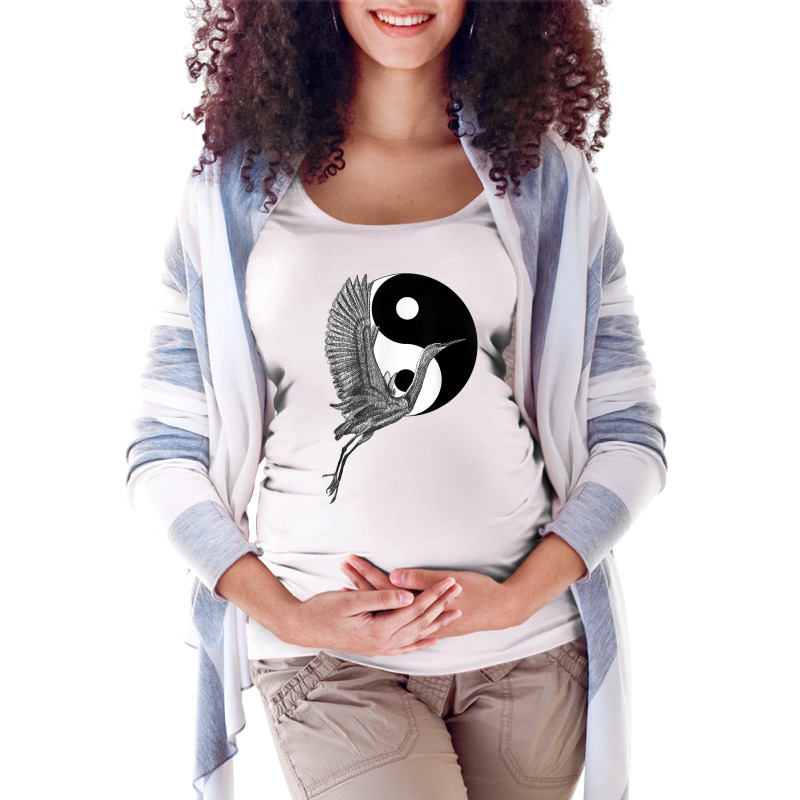 Tai Chi White Crane Yin Yang Qi Gong Illustration T Shirt Maternity Scoop Neck T-shirt by CrespinoEllawyn | Artistshot