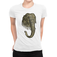 Graphic Novel Style Head And Trunk Of An Asiatic Elephant T Shirt Ladies Fitted T-shirt | Artistshot