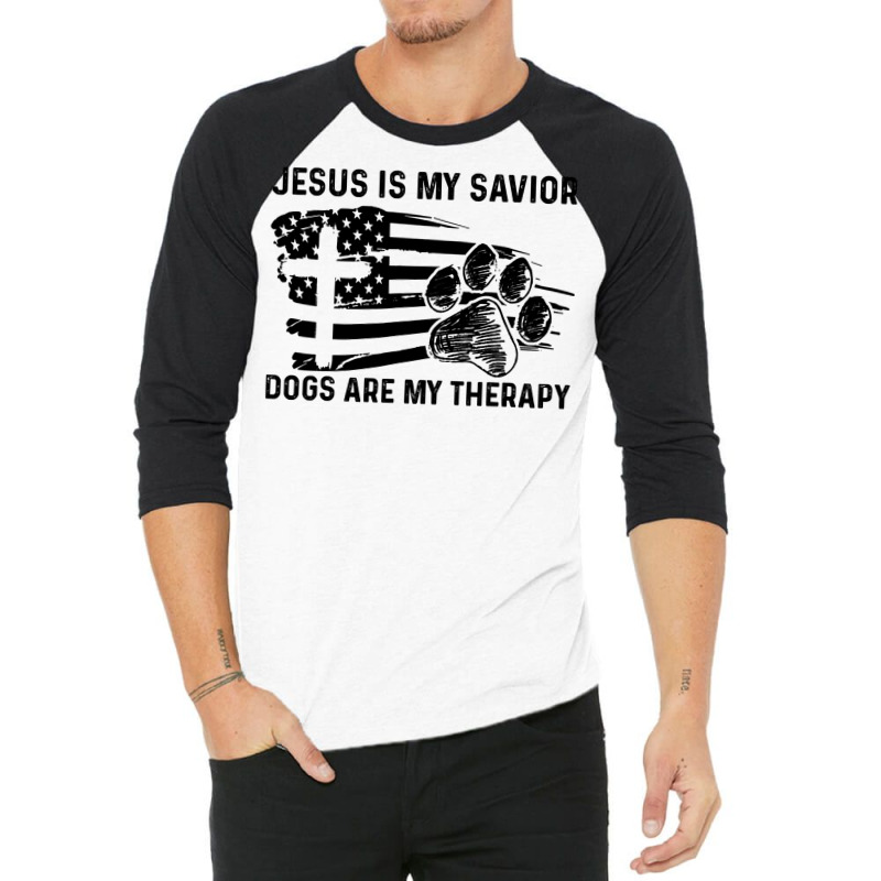 Christian Jesus Is My Savior Dogs Are My Therapy 404 Bibble Jesus 3/4 Sleeve Shirt by golferu | Artistshot