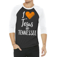 I Love Jesus And Tennessee Shirt Orange Heart Cute Fan Gift T Shirt 3/4 Sleeve Shirt | Artistshot