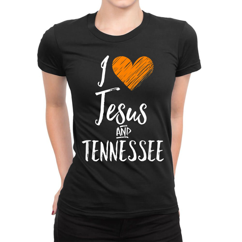 I Love Jesus And Tennessee Shirt Orange Heart Cute Fan Gift T Shirt Ladies Fitted T-Shirt by kalerttjay | Artistshot