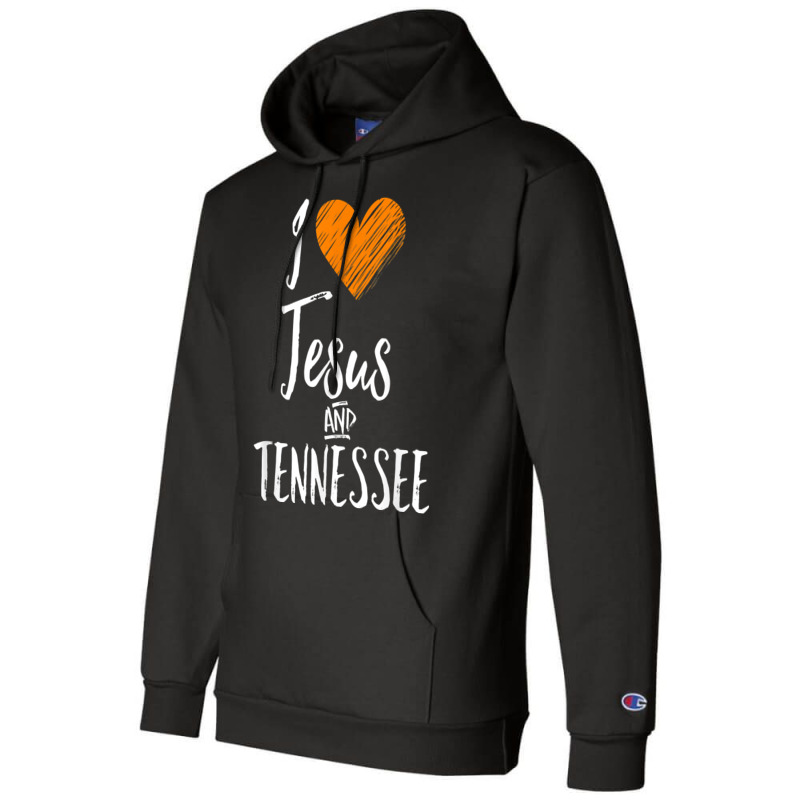 I Love Jesus And Tennessee Shirt Orange Heart Cute Fan Gift T Shirt Champion Hoodie by kalerttjay | Artistshot