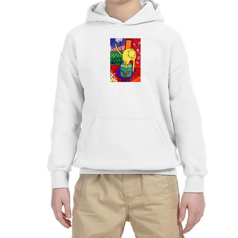 Cat With Red Fish Youth Hoodie | Artistshot