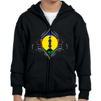 New Caledonia T  Shirt Two Hands Ripping Revealing Flag Of New Caledon Youth Zipper Hoodie | Artistshot