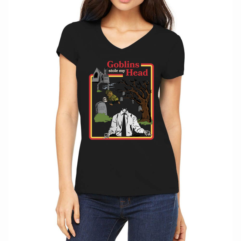 Goblins Stole My Head Vintage Retro Women's V-Neck T-Shirt by ArtistConner | Artistshot