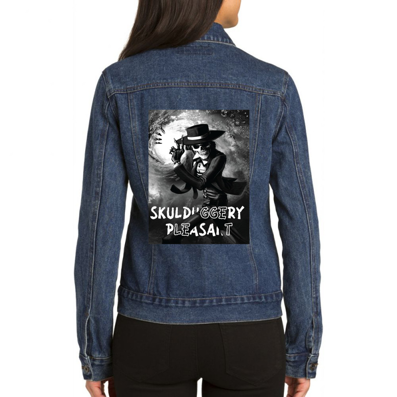 Vintage Retro Skulduggery Poster Ladies Denim Jacket by ArtistConner | Artistshot