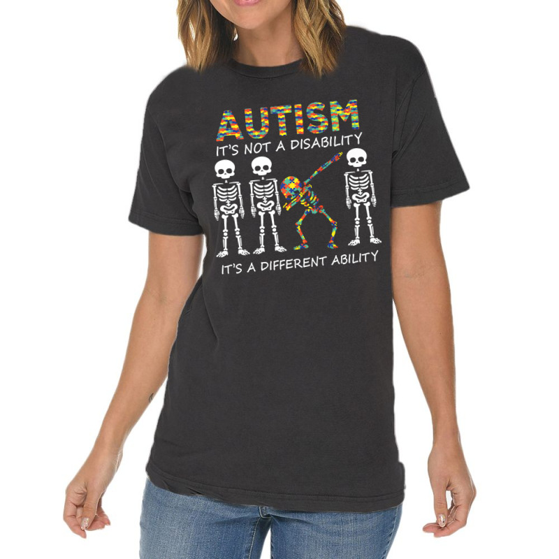 Autism It's A Different Ability Funny Dabbing Skeleton Gifts Premium Vintage T-Shirt by new121 | Artistshot