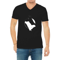 Yin Yang Doberman Funny V-neck Tee | Artistshot