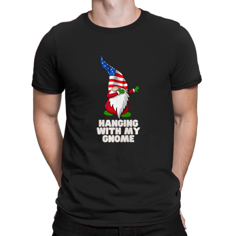 Hanging With My Gnome Garden Dabbing Gnome American Usa Flag Premium T T-shirt | Artistshot