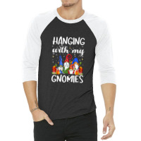 Hanging With My Gnomies Pajama Christmas Gnome Puns Pj Premium T Shirt 3/4 Sleeve Shirt | Artistshot