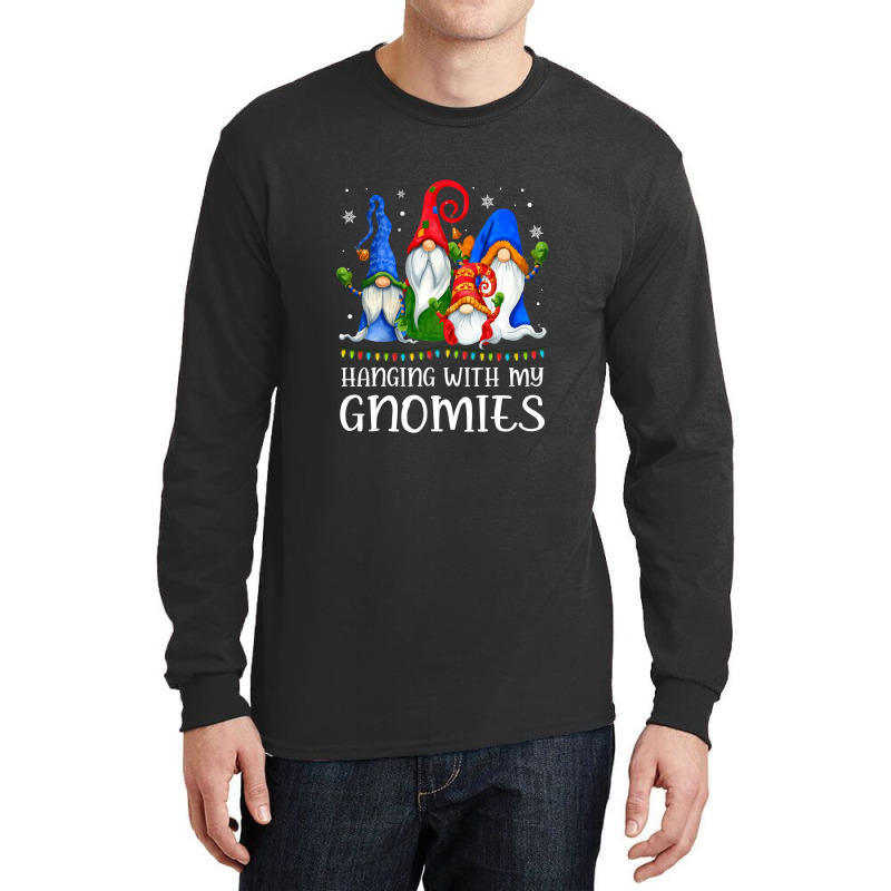 Hanging With My Gnomies Shirt Funny Gnome Xmas Lights Pajama T Shirt Long Sleeve Shirts | Artistshot