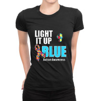 Light It Up Blue For Autism Awareness Ladies Fitted T-shirt | Artistshot