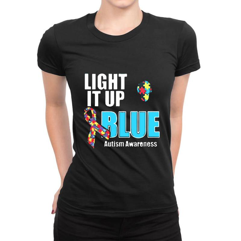 Light It Up Blue For Autism Awareness Ladies Fitted T-Shirt by gulatotal | Artistshot