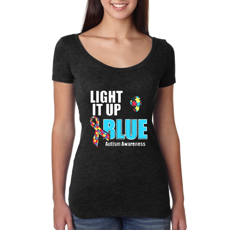 Light It Up Blue For Autism Awareness Women's Triblend Scoop T-shirt by gulatotal | Artistshot