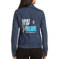 Light It Up Blue For Autism Awareness Ladies Denim Jacket | Artistshot