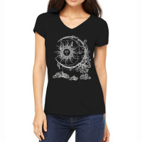 Bohemian Aesthetic Moon Sun Astrology Science Astronomy Women's V-neck T-shirt | Artistshot