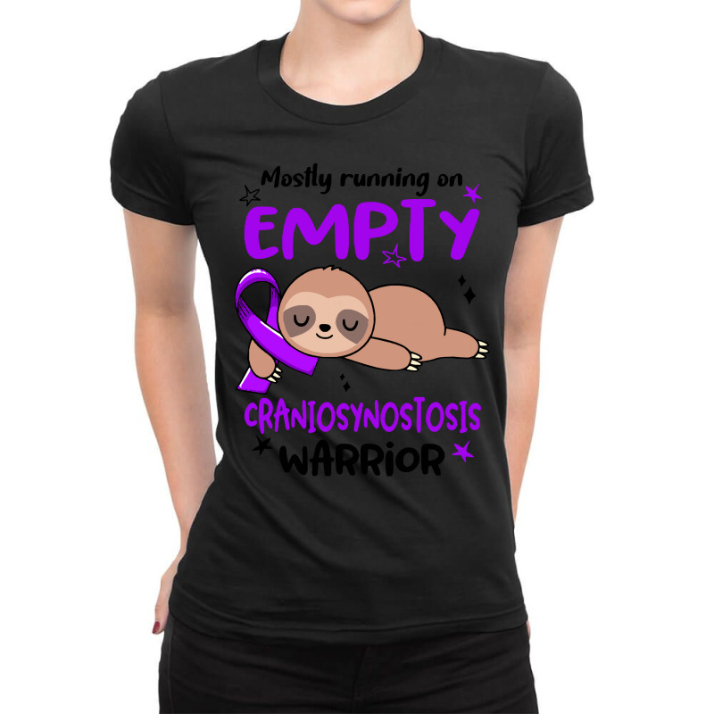 Craniosynostosis Awareness T  Shirt Mostly Running On Empty Craniosyno Ladies Fitted T-Shirt by difficultasian | Artistshot