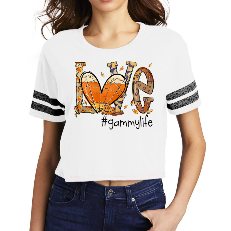 Womens Love Gammy Life Fall Season Autumn Pumpkin Halloween T Shirt Scorecard Crop Tee by peersodshamiw8 | Artistshot