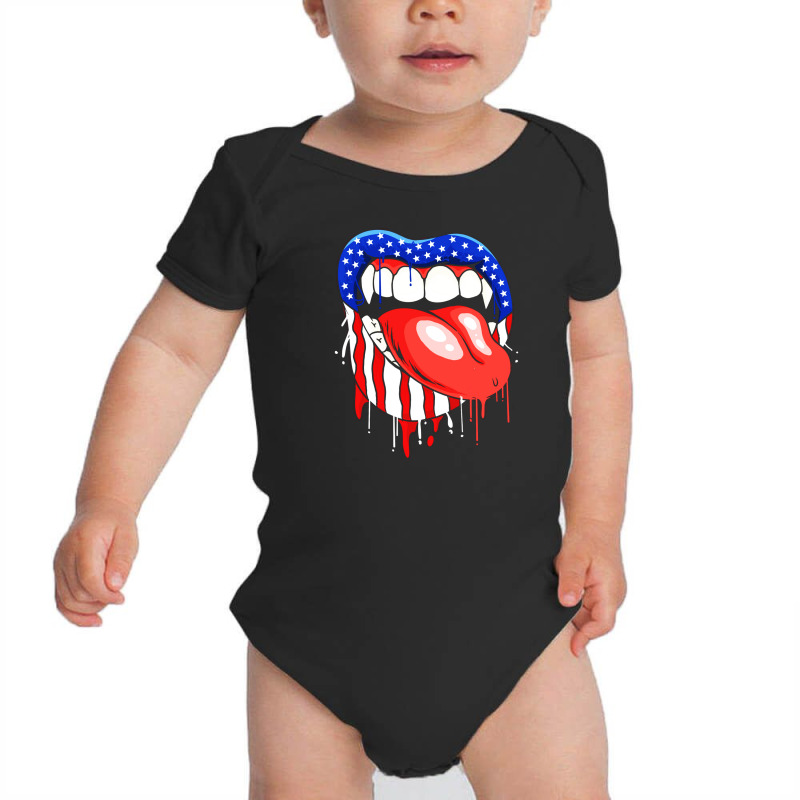 Lips With Vampire Teeth With Lipstick Color Baby Bodysuit | Artistshot