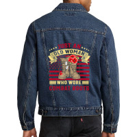 Just An Old Woman Who Wore Combat Boots Veteran Costume T Shirt Men Denim Jacket | Artistshot