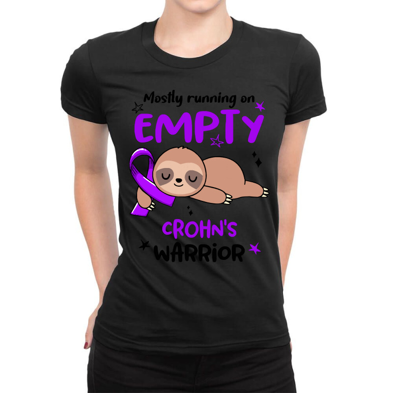 Crohns Awareness T  Shirt Mostly Running On Empty Crohn's Warrior T  S Ladies Fitted T-Shirt by difficultasian | Artistshot