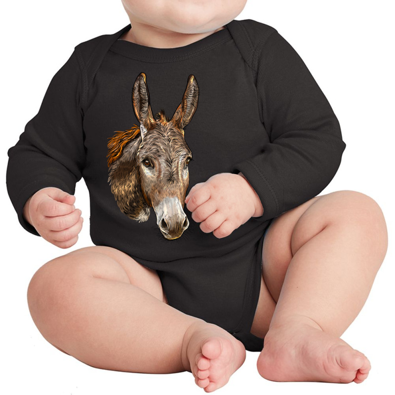 Andalusian Donkey Face Long Sleeve Baby Bodysuit | Artistshot