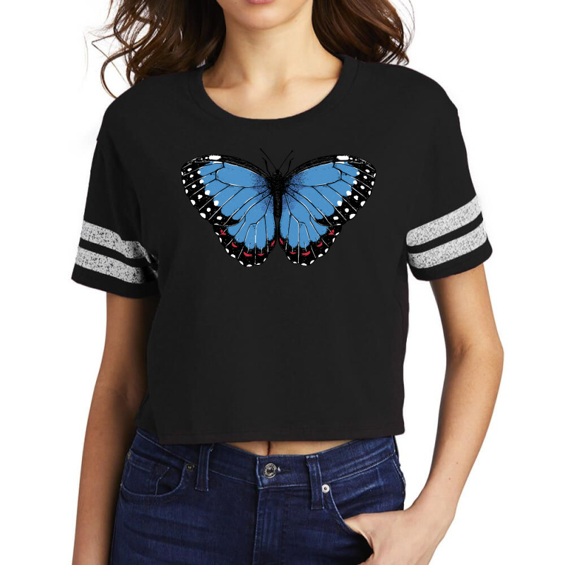 Bluemorphopar T  Shirt Blue Morpho Butterfly T  Shirt Scorecard Crop Tee by unwieldystatement | Artistshot