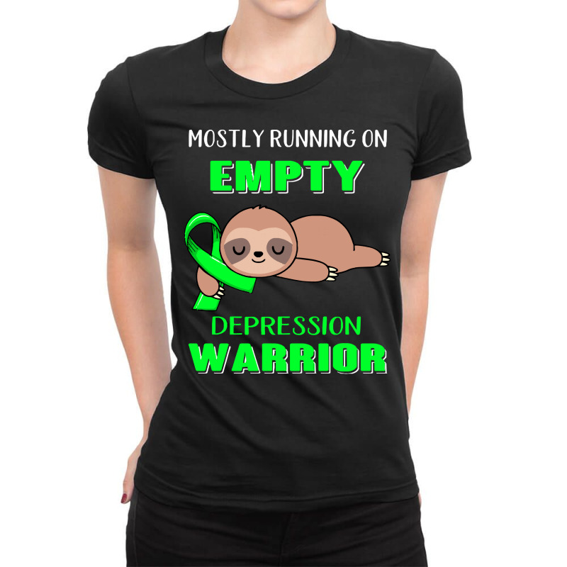 Depression Awareness T  Shirt Mostly Running On Empty Depression Warri Ladies Fitted T-Shirt by difficultasian | Artistshot