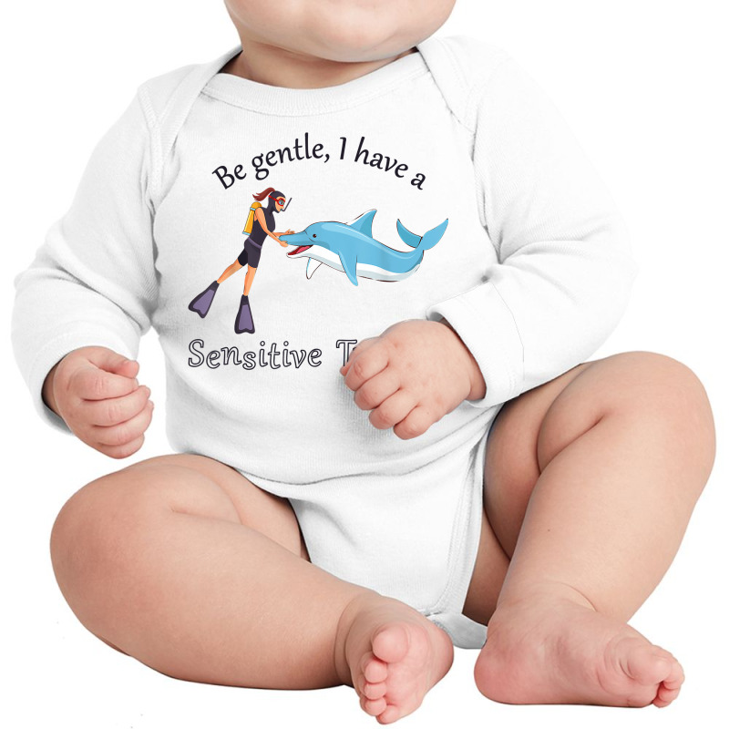 Funny Be Gentle I Got A Sensitive Tummy T Shirt Long Sleeve Baby Bodysuit by yepesfoloudeni | Artistshot