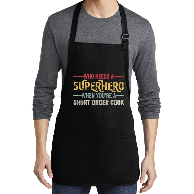 Funny Short Order Cook Superhero Vintage Tee For Men Dad T Shirt Medium-length Apron | Artistshot