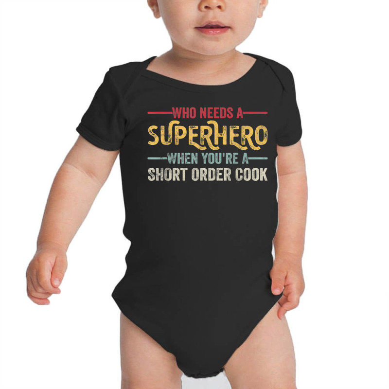 Funny Short Order Cook Superhero Vintage Tee For Men Dad T Shirt Baby Bodysuit | Artistshot