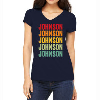 Johnson County, Nebraska, Rainbow Text Design T Shirt Women's V-neck T-shirt | Artistshot