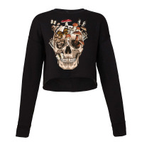 Retro Skull Mushroom Mycology Fungi Foraging Mushroom Lover T Shirt Cropped Sweater | Artistshot