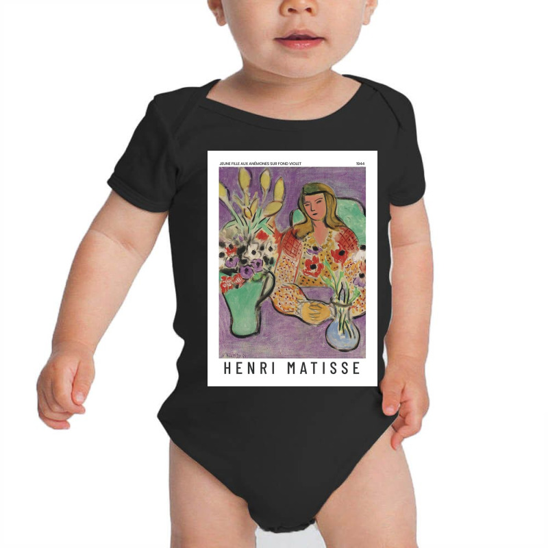 Henri Jeune Fille Aux Anémones Sur Fond Violet Exhibition Baby Bodysuit by Linda M | Artistshot