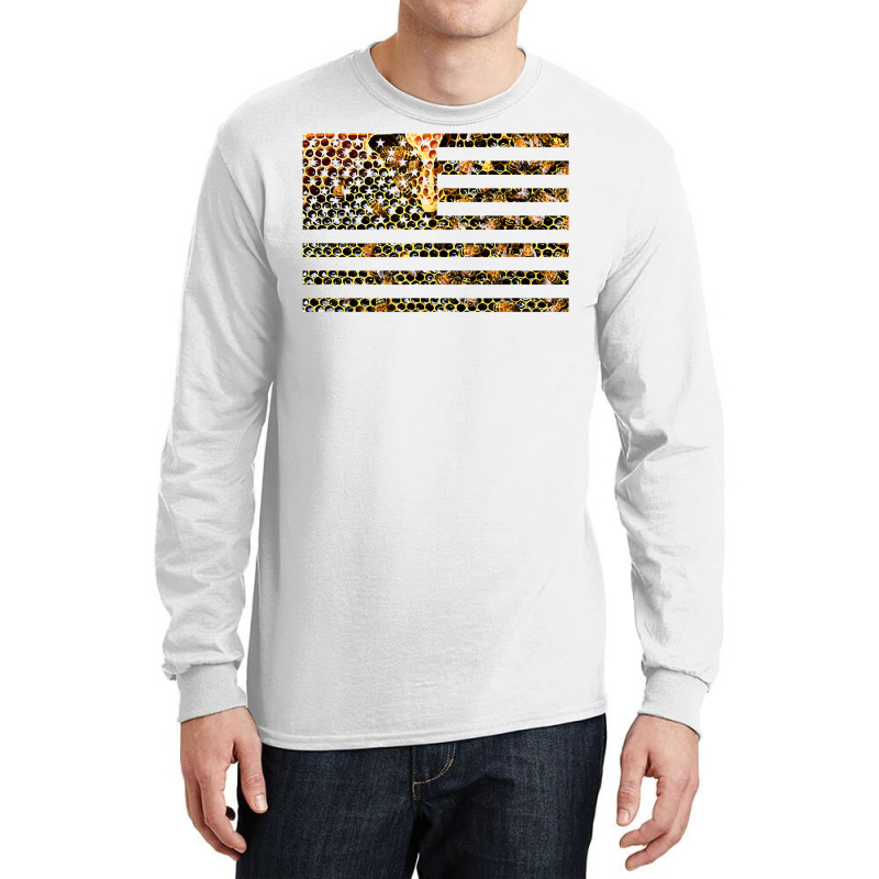 Bees On American Flag  Beekeeping  Honey Comb  Beekeeper T Shirt Long Sleeve Shirts by peersodshamiw8 | Artistshot